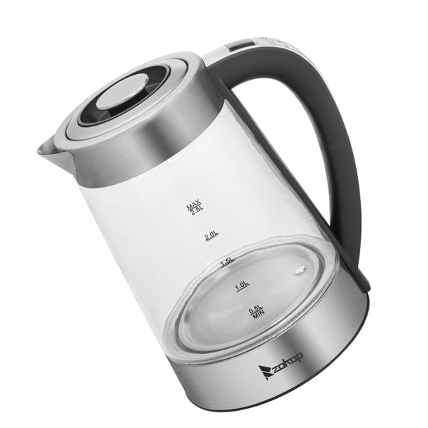 Topwit Electric Kettle Glass Hot Water Kettle, Upgraded, 2L Water Warmer Cordless, Stainless Steel Lid & Bottom, Tea Kettle with Fast Heating, Auto