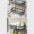 thumbnail image 3 of Over The Toilet Storage Rack 1/2/3 Tier, No Drill Bathroom Organizer with Mesh Shelves, Rust Resistant Metal Space Saver for Bathroom Kitchen Laundry Room, Black, 3 of 7