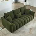 thumbnail image 2 of FFZ 79.5 inch Premium Teddy Fabric Sofa 3 Back Pillows Cushions Solid Wood Frame 3-Seater Oversized For Living Room Bedroom, 2 of 7