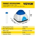 thumbnail image 3 of VEVOR Vortex Mixer, 3000RPM Mini Vortex Mixer Shaker, Touch Function Scientific Lab Vortex Shaker, Mix Up to 50ML, 6mm Orbital Diameter for Test Tube, Tattoo Ink, Nail Polish, Eyelash Adhesives, Paint, 3 of 9