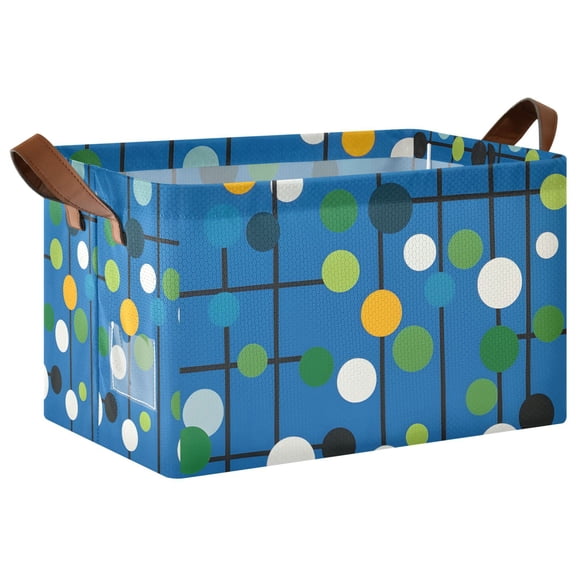 Yayeee Foldable Storage Basket for Shelves with Handles Waterproof Cloth Bins, Blue Abstract