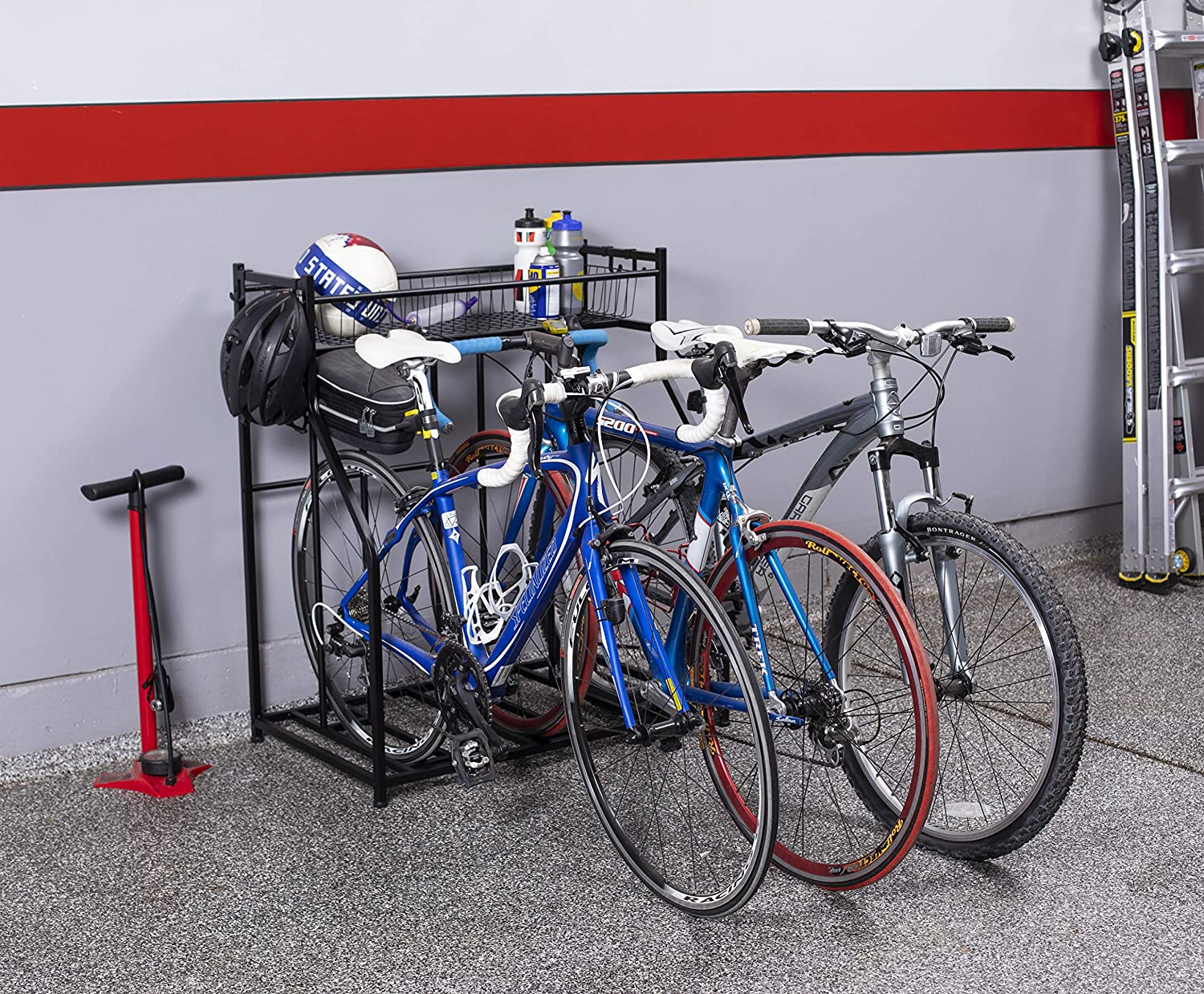 3 Bike Stand Rack with Storage Great for Parking Road Mountain Hybrid or Kids Bikes Garage Organizer Helmet Sports Storage Station Black Walmart