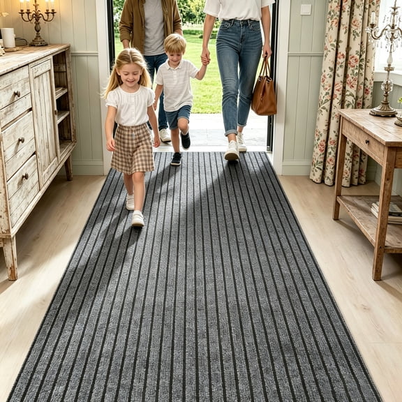 Petoto 10 x 3 ft Commercial Carpet, Non-Slip Hallway Runner Rug, Indoor Outdoor Stripe Entrance Door Mat