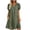 A-Army Green, variant on Summer Womens Dress Cotton Linen V-Neck Pockets Solid Puff Sleeve Knee-Length Dress
