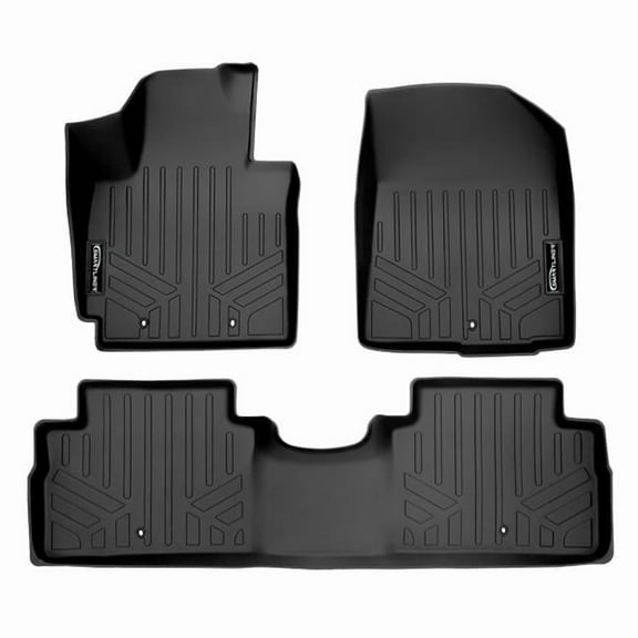 SA0266-B0266 Custom Fit 2 Row Floor Mats Liner Set for 2014-2019 Kia Soul, Black