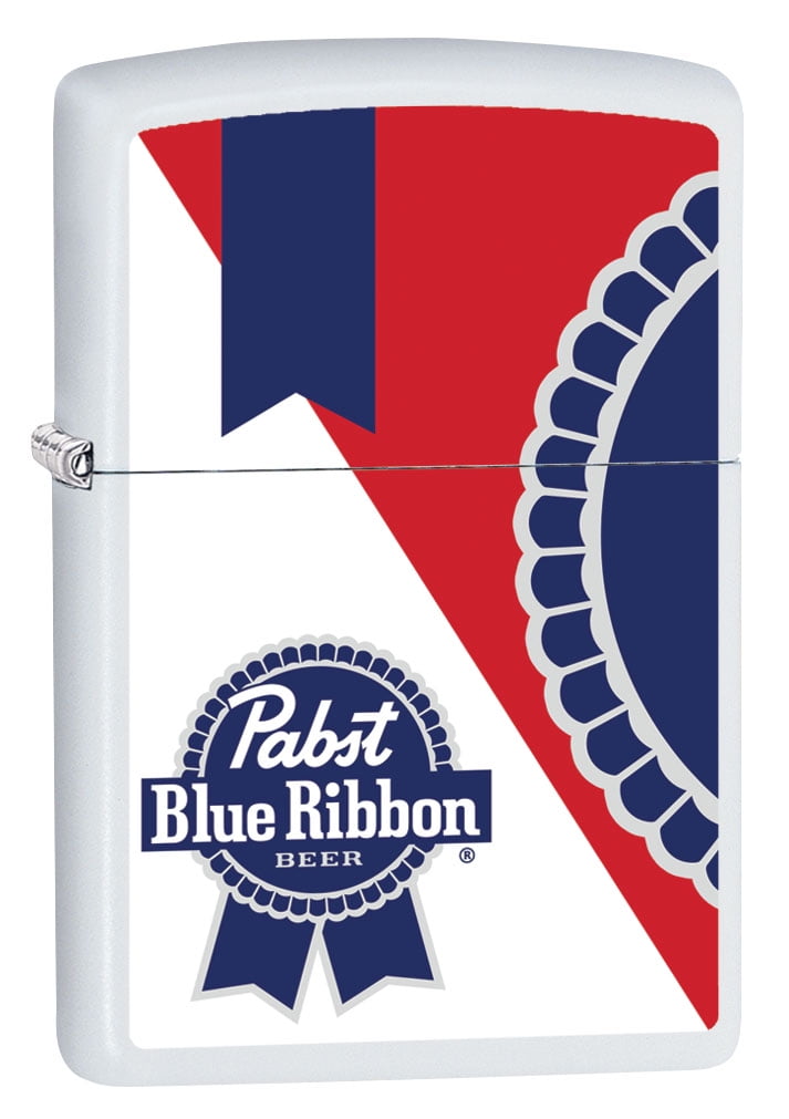 Zippo Lighter Pabst Blue Ribbon Beer Logo White Matte 80931