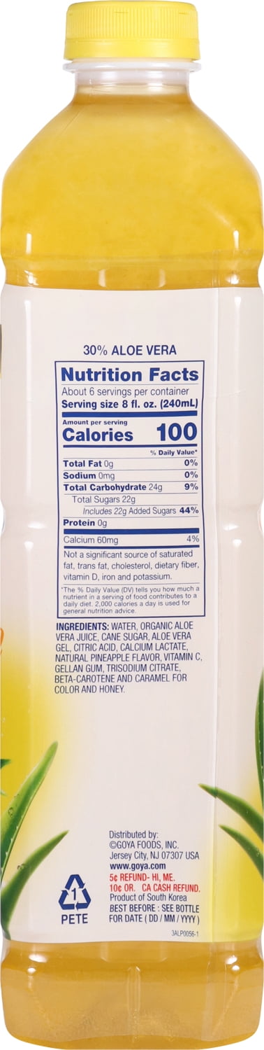 GOYA Aloe Vera Drink with Pineapple Flavor, 50.8 fl oz