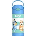 thumbnail image 1 of Thermos Kids Bouteille d'eau isolée sous vide avec paille rabattable, 355 ml, Bluey, 1 of 6