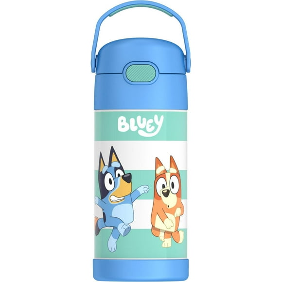 Thermos Kids Vacuum Insulated Funtainer Water Bottle with Flip Up Straw, 355ml, Bluey