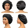 thumbnail image 3 of Women's Fashion Bonnet Solid Color Hair Hat Narrow Edge Elastic Silk Smooth Satin Face Daily Home Casual Sleep Hat One Size black|https://ae01.alicdn.com/kf/Se0c15dda46414a2bbe42541e4f276f9eS.jpeg, 3 of 4
