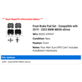 thumbnail image 2 of Front Brake Pad Set - Compatible with 2019 - 2023 BMW M850i xDrive 2020 2021 2022, 2 of 2