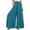 thumbnail image 3 of Long Palazzo Pants for Women 2025 Casual High Waist Wide Leg Pants Summer Lounge Beach Trousers with Pocket, 3 of 6