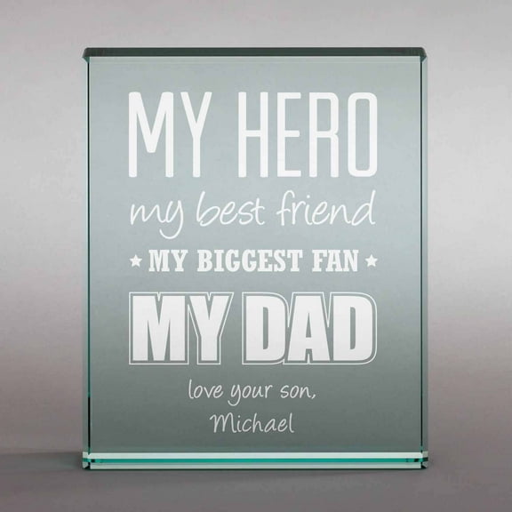 Personalized My Hero 4" x 5" Glass Keepsake