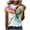 Dark Blue, variant on Womens T Shirts, Women's F Print Round Neck Short Sleeve Top Casual Tee Blouse Sky Blue S