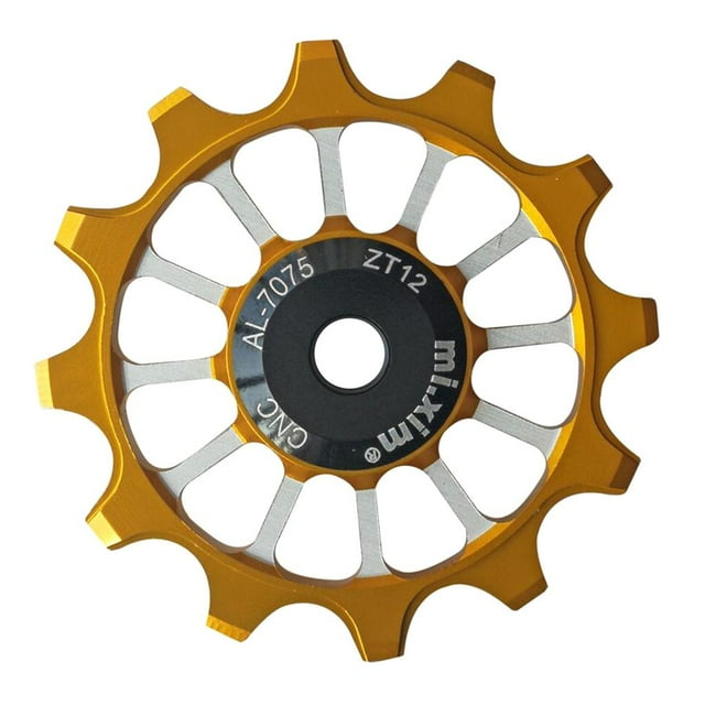 Rueda guía 12T, , aleación de aluminio, rodamiento de cerámica, polea de rueda de jockey, de carretera, desviador trasero de biciclet dorado DYNWAVEMX Rueda de jockey de bicicleta de cerámica