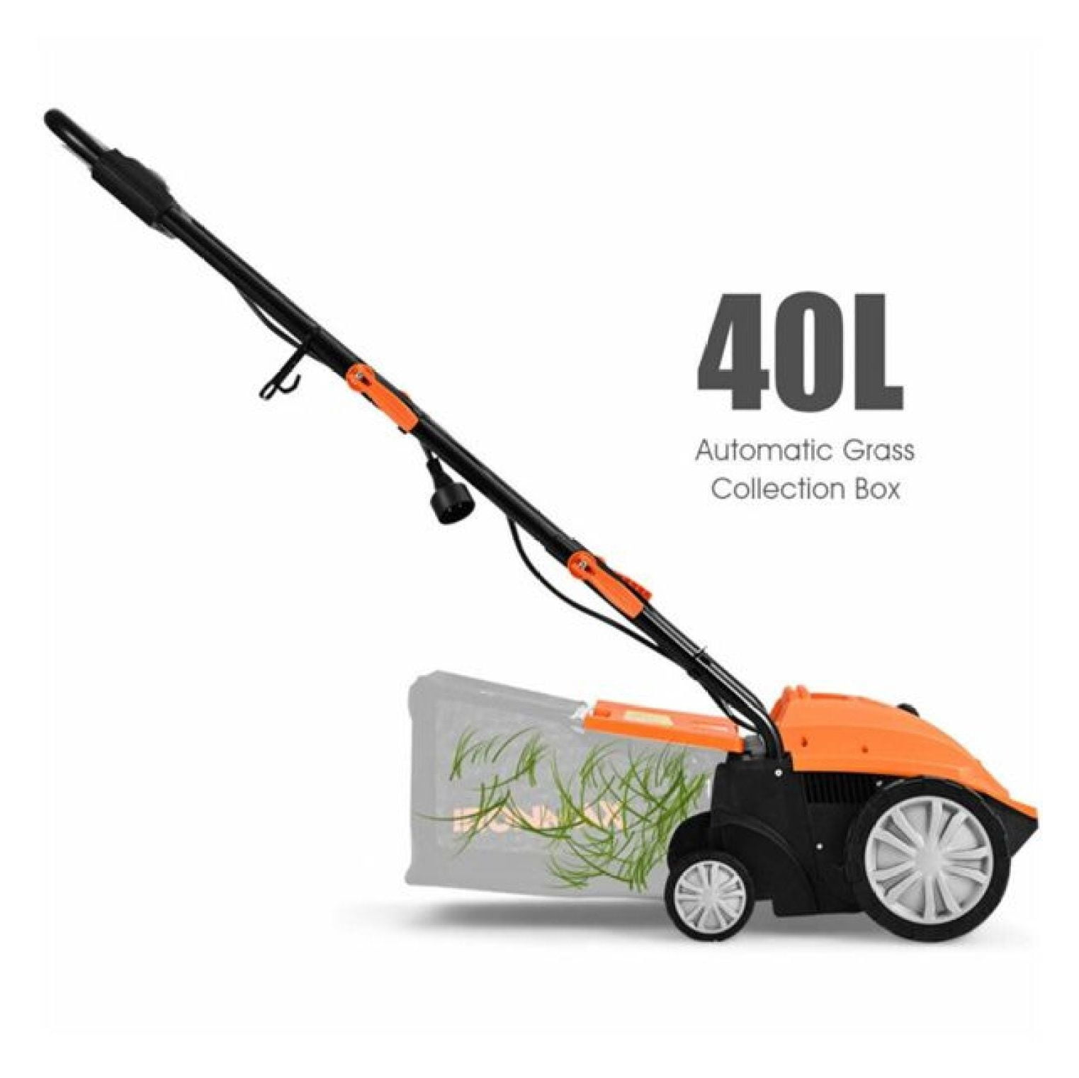 13" Electric Lawn Dethatcher w/ Collection Bag and Removable Blades -Orange