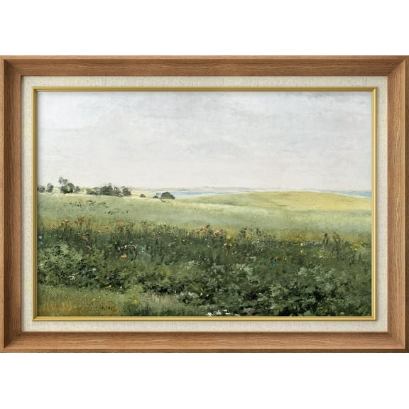 IDEA4WALL Premium Frame Wall Art Green Meadow Hillside with Plants & Flowers Print Impressionism Nature Wilderness Country Wall Decor Rustic Famous Fine Art for Bedroom, Office - 26"x36" Natural