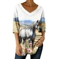 thumbnail image 3 of TaTaai Women Fashion Printed Loose Tops 3/4 Sleeve V Neck Pullover Casual Elegant Blouse Lightweight Soft Spring Summer Daily Work Outfits Gift, 3 of 5