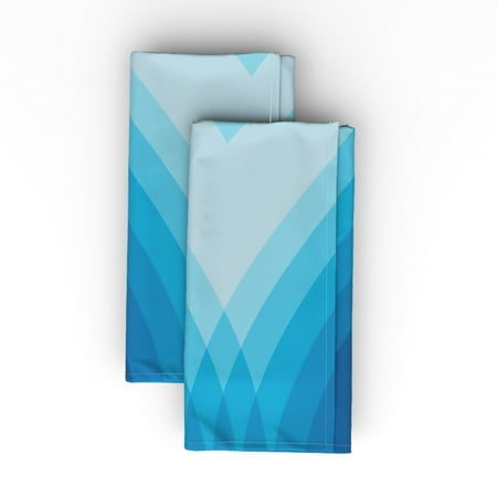 

Cotton Sateen Dinner Napkins (Set of 2) - Ocean Chevron Stripe Blues Nautical Beach Stripes 70S Abstract Print Cloth Dinner Napkins by Spoonflower