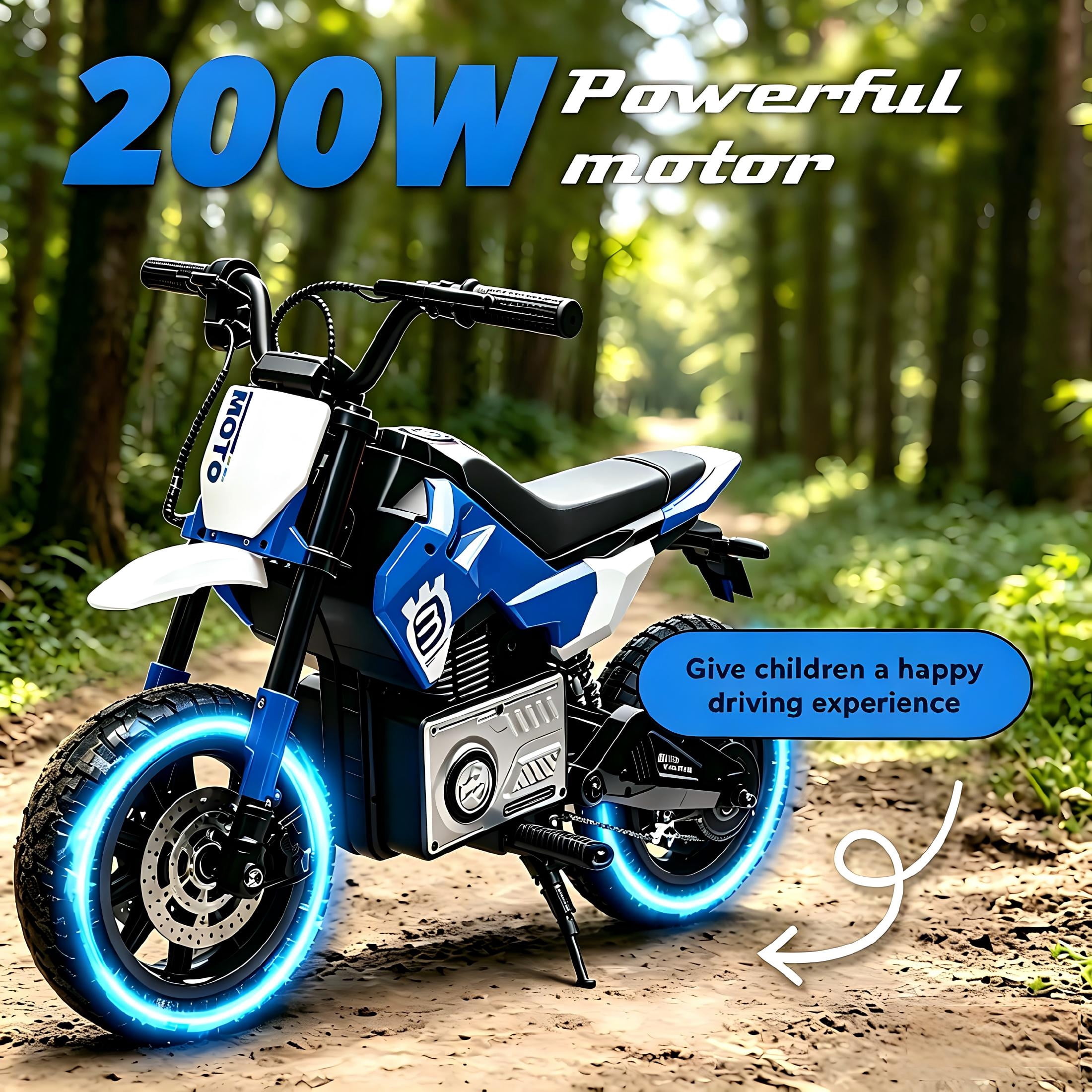 24V Electric Dirt Bike for Kids 5-12, SHINPT Ride On Toys for Kids 5-12, Toddler Motorcycle with 200W Motor, Speeds 3.11-9.32MPH, Electric Toy Motorcycle with Rear Shock Absorber, LED Lamp, Music