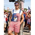thumbnail image 3 of Bindefon Bibs Overalls Men Work Coveralls Shorts Printed Jumpsuit(Eagle,L), 3 of 8