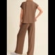 thumbnail image 5 of Conjunto Informal de Dos Piezas de Punto Acanalado para Mujer, Camiseta de Corta y Pantalón , Ideal para el Hogar y para Viajes Marrón S, 5 of 6