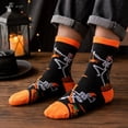 thumbnail image 4 of Unisex Ghost Skeleton Pumpkin Halloween Crew Socks, Soft Stretchy Breathable Mid‑Calf Socks, Novelty Printed Socks For Cosplay And Daily Wear,One Size, 4 of 7
