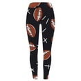 thumbnail image 4 of Mceream Womens Football Game Day Leggings Plus Size Stretchy High Waist Tummy Control Yoga Pants Comfort Soft Slim Fit Graphic Workout Leggings Black XL, 4 of 5