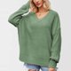 thumbnail image 5 of Suéter de cuello en V para mujer, moderno e informal, suelto, de punto, de manga larga, con cuello redondo, top acrílico para mujer, 5 of 5