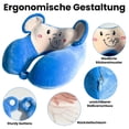 thumbnail image 2 of Almohada de viaje con espuma viscoelástica para el cuello, diseño ergonómico, estilo de dibujos animados, portátil, con correa a presión para niños (azul), artículos esenciales de viaje, 2 of 5