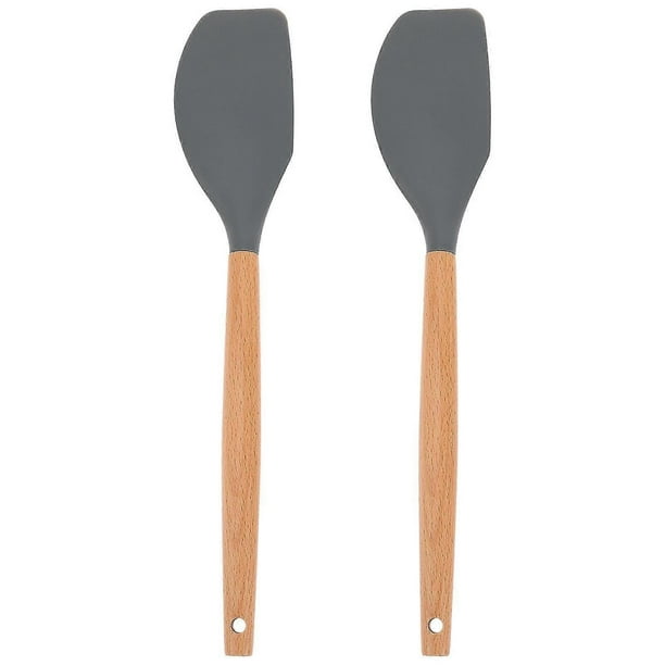 Wooden Handle Silicone Spatula - 2 Pack Kitchen Utensils for Baking, Cooking, Mixing & Scraping
