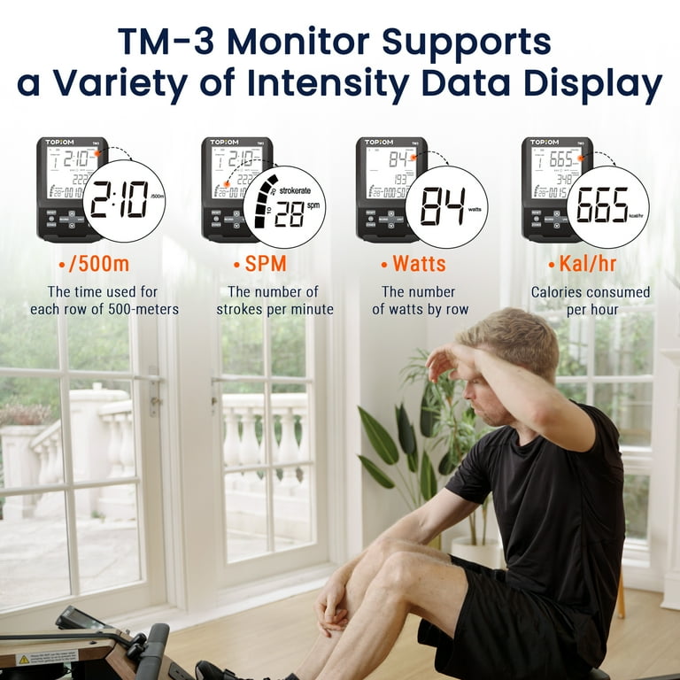 Topiom Exercise Equipment Water Rowing Machine for Gym 400 lbs Max Load with TM 3 Performance Monitor Walmart