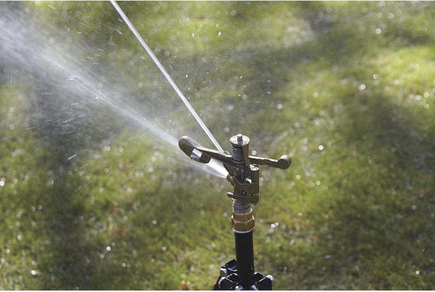 Strongway Tripod Sprinkler with Round Base - 3/4in. Brass Head with 2 Nozzles, 100ft. Dia. Coverage