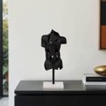 thumbnail image 3 of Modern Statue for Home and Office Decor - Abstract Metal Torso Sculpture with Cut-Out Design on Marble Base - Unique Ornament for Living Room, Bedroom, Bathroom, or Shelf Decor - 17", Black & White, 3 of 12