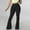 Black, variant on Women's Plus Size Elastic High Waist Stretch Flare Bell Bottom Pants