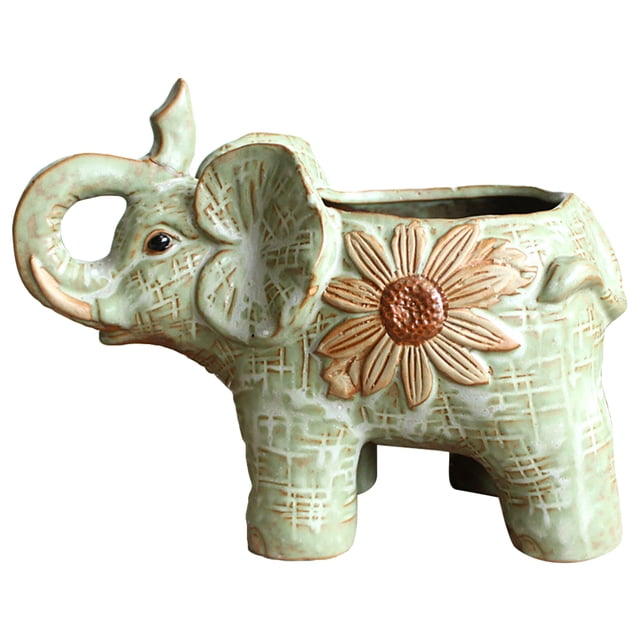 Coofit Succulent Pot Ceramic Elephant Flower Pot Succulent Planter Plant Pot for Home