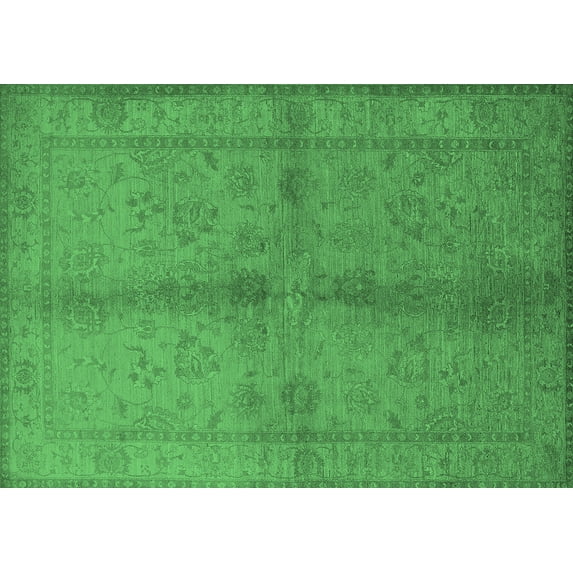 Ahgly Company Indoor Rectangle Oriental Emerald Green Industrial Area Rugs, 5' x 7'