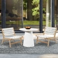 thumbnail image 3 of LuxenHome Natural Wood with White Leather Outdoor Patio Chair, 3 of 10