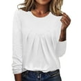 thumbnail image 4 of Lroplie Going Out Tops for Women Womens Tops Long Sleeve Undershirt Solid Travel Cute Tops O Neck Slim Fit Tshirts Shirts Blouse Womens Shirt White 2023 XXXXXL, 4 of 5