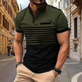 thumbnail image 2 of Summer Men's Button Up Round Neck Short Sleeved Shirt Solid Casual Top XL, 2 of 5