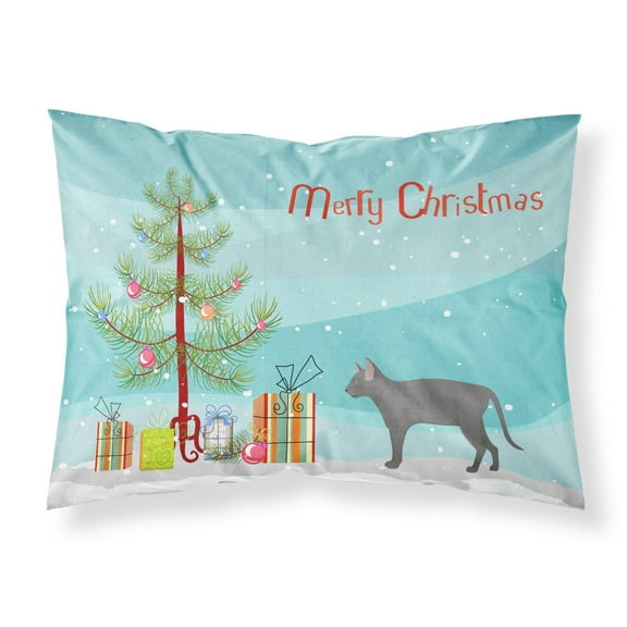 Russian Blue 2 Cat Merry Christmas Fabric Standard Pillowcase CK4696PILLOWCASE