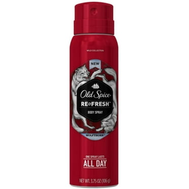 Old Spice Wild Collection Re-Fresh Deodorant Body Spray, Wolfthorn 3.75 oz (Pack of 4)
