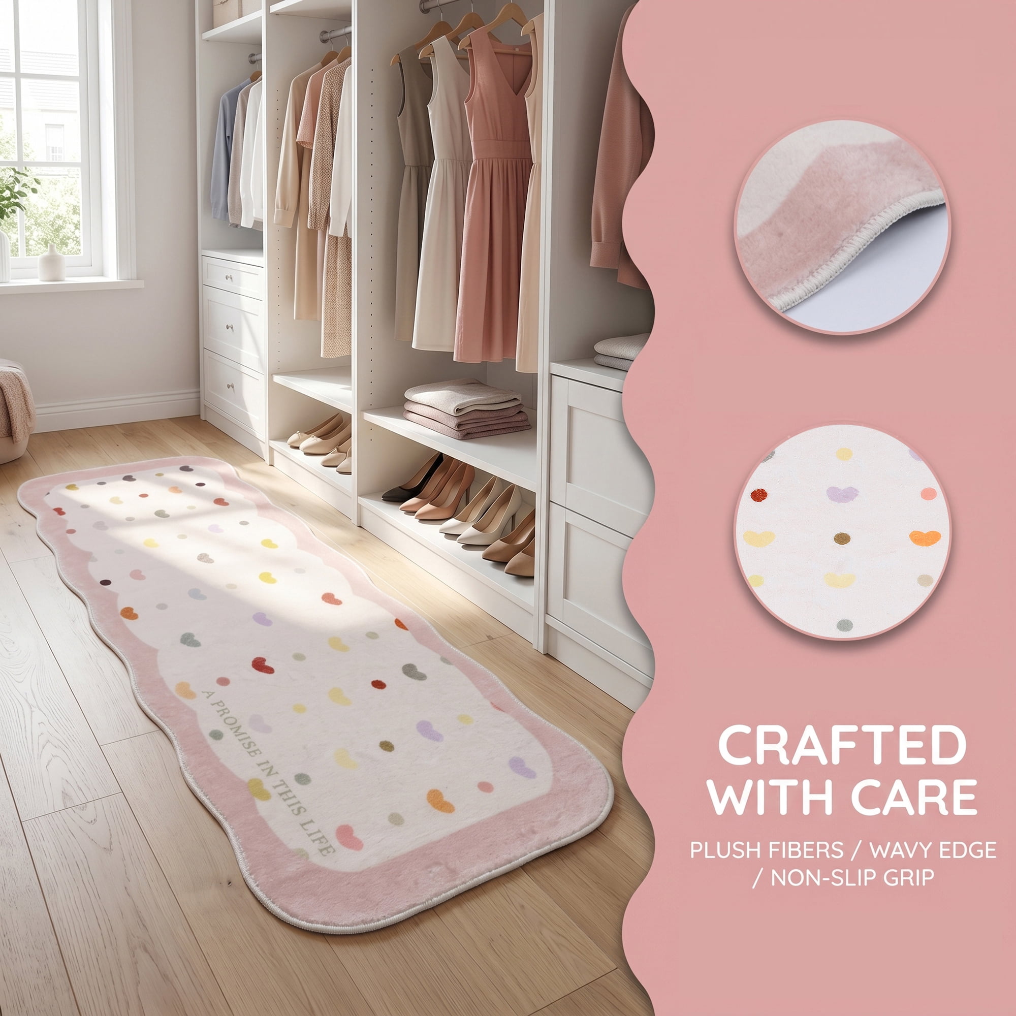 Unique Bargains Boho Kitchen Runner Rug Non Slip Machine Washable Pink 47" x 16"