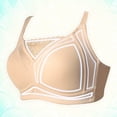thumbnail image 4 of Wang6 Womens Plus Size Wireless Minimizer Bras Seamless No Underwire Everyday Bras Full Coverage Push up Bralettes Lace Trim Tshirt Bra Beige 85B, 4 of 5