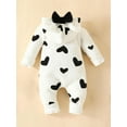 thumbnail image 4 of ATAIKU Cute Baby Girls Valentine's Day Clothes Newborn Zipper Hooded Jumpsuit with Thin Fleece Lining Fall Winter Warm Outfit, 4 of 5