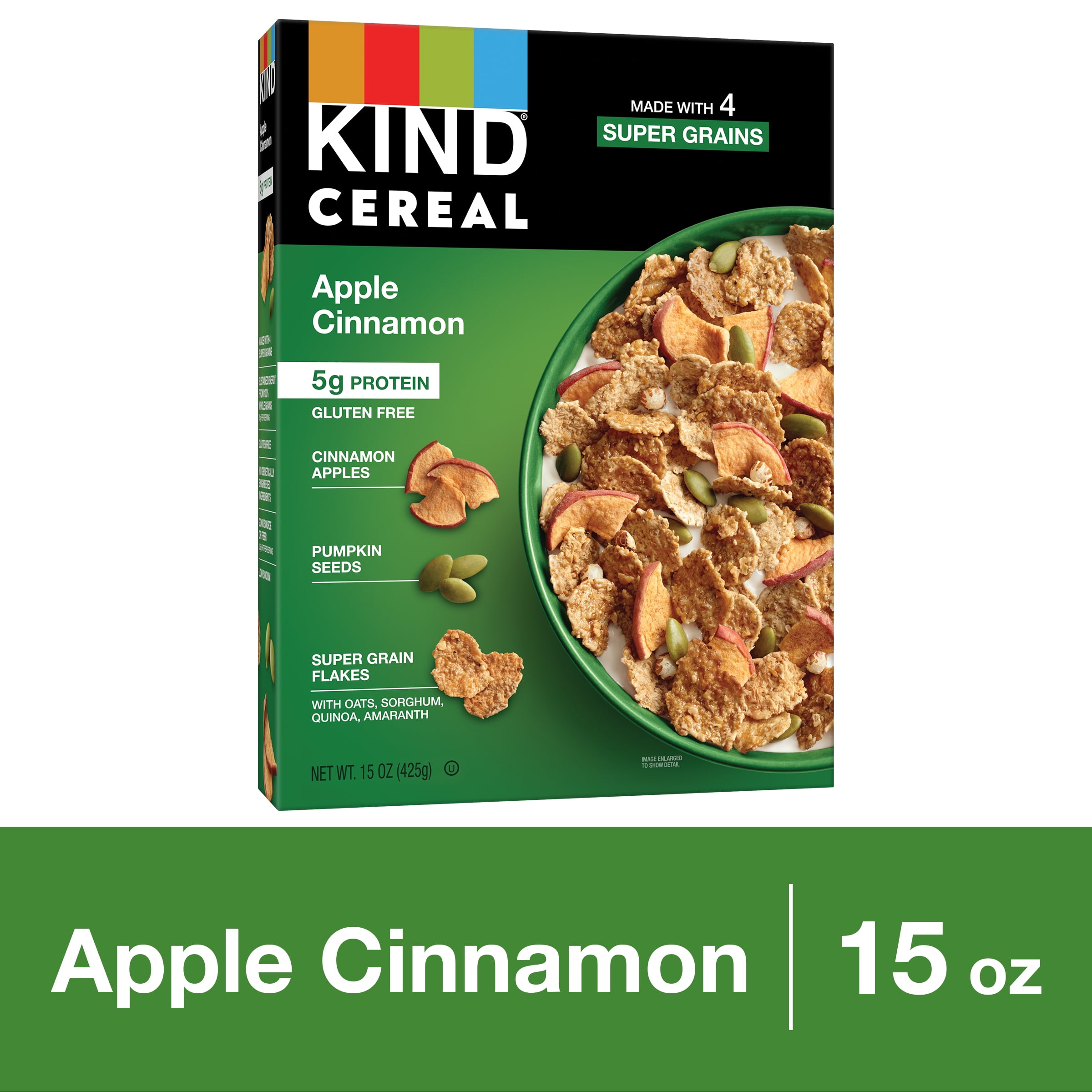 KIND Apple Cinnamon Cereal, 5g Protein, Gluten Free - 15 oz Box