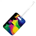 thumbnail image 1 of KuzmarK Luggage Travel Bag Tag -  Very Colorful Two-Toned Chunky Kitties Art by Denise Every, 1 of 2