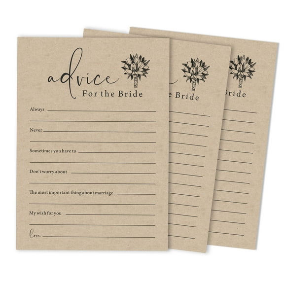 Inkdotpot Rustic Kraft PaperAdvice And Wishes Set Of 50 Bridal Shower Advice Game ActivityCards