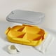 thumbnail image 1 of Caja de almuerzo de 4 compartimentos amarilla con cuchara y tenedor y caja de salsa, 1 of 6