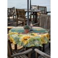 thumbnail image 2 of Outdoor Tablecloth with Umbrella Hole for Patio/Picnic/Party/Camping, Sunflower Waterproof Table Cloth Round Cover Washable, Summer Eucalyptus Botanical Floral Teal Brown Wood (Dia 60"), 2 of 8